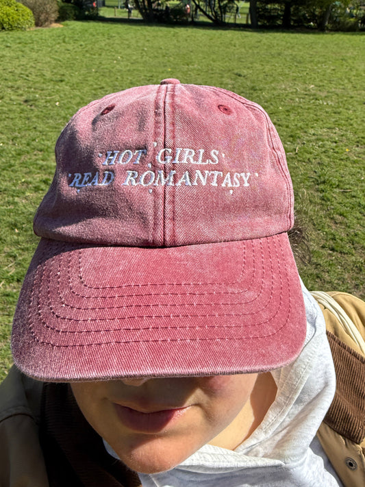 Hot Girls Read Romantasy embroidered baseball cap - The Enchanted Spine