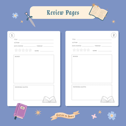 Reading Journal Dragon, Cosy Quest – 50 Book Review Notebook