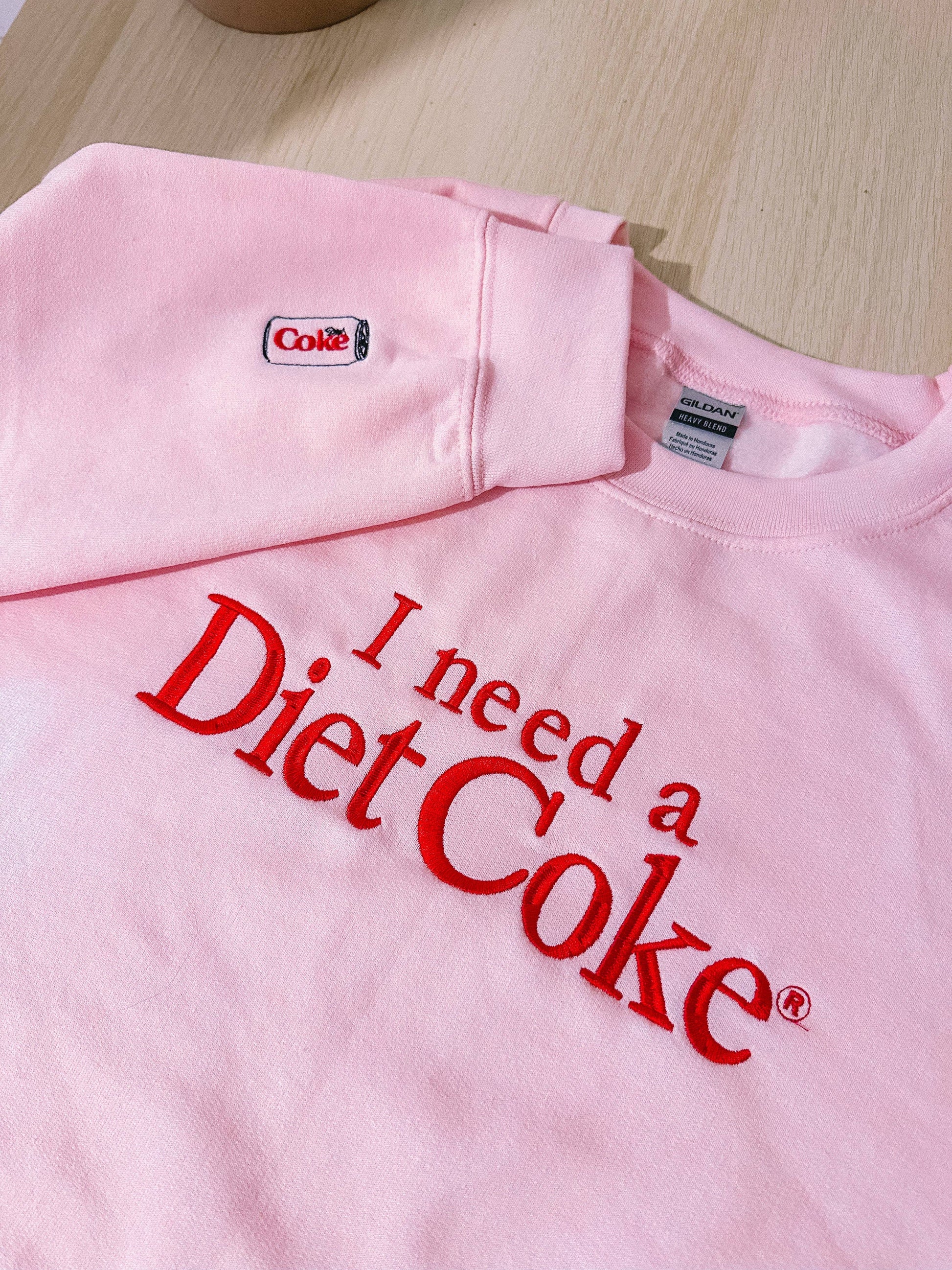 The “I Need a Diet Coke” Embroidered Crewneck - The Enchanted Spine