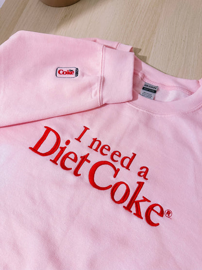The “I Need a Diet Coke” Embroidered Crewneck - The Enchanted Spine
