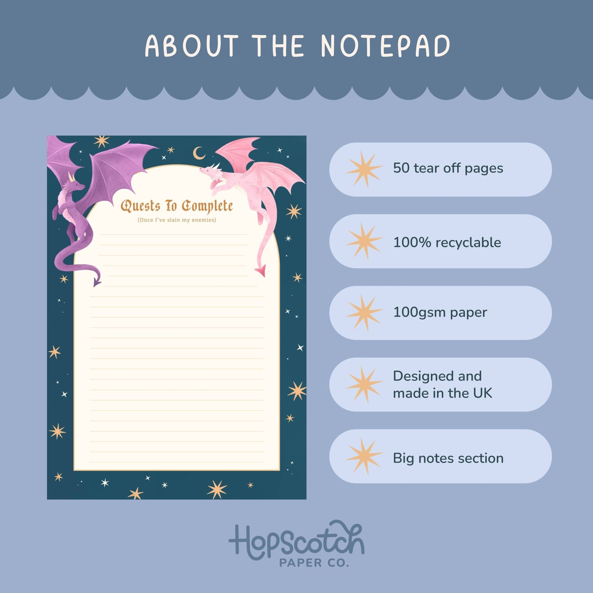 Dragon Notepad – Literature Stationery Gifts, Fantasy Books - The Enchanted Spine