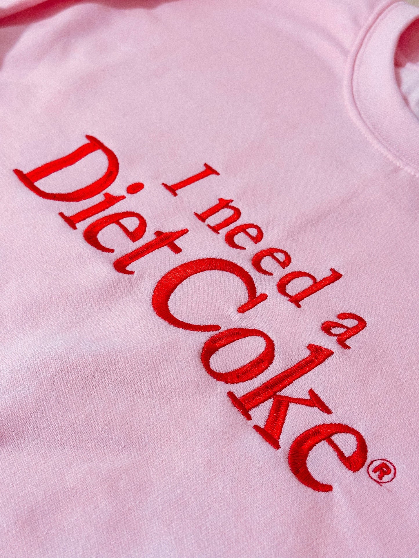 The “I Need a Diet Coke” Embroidered Crewneck - The Enchanted Spine