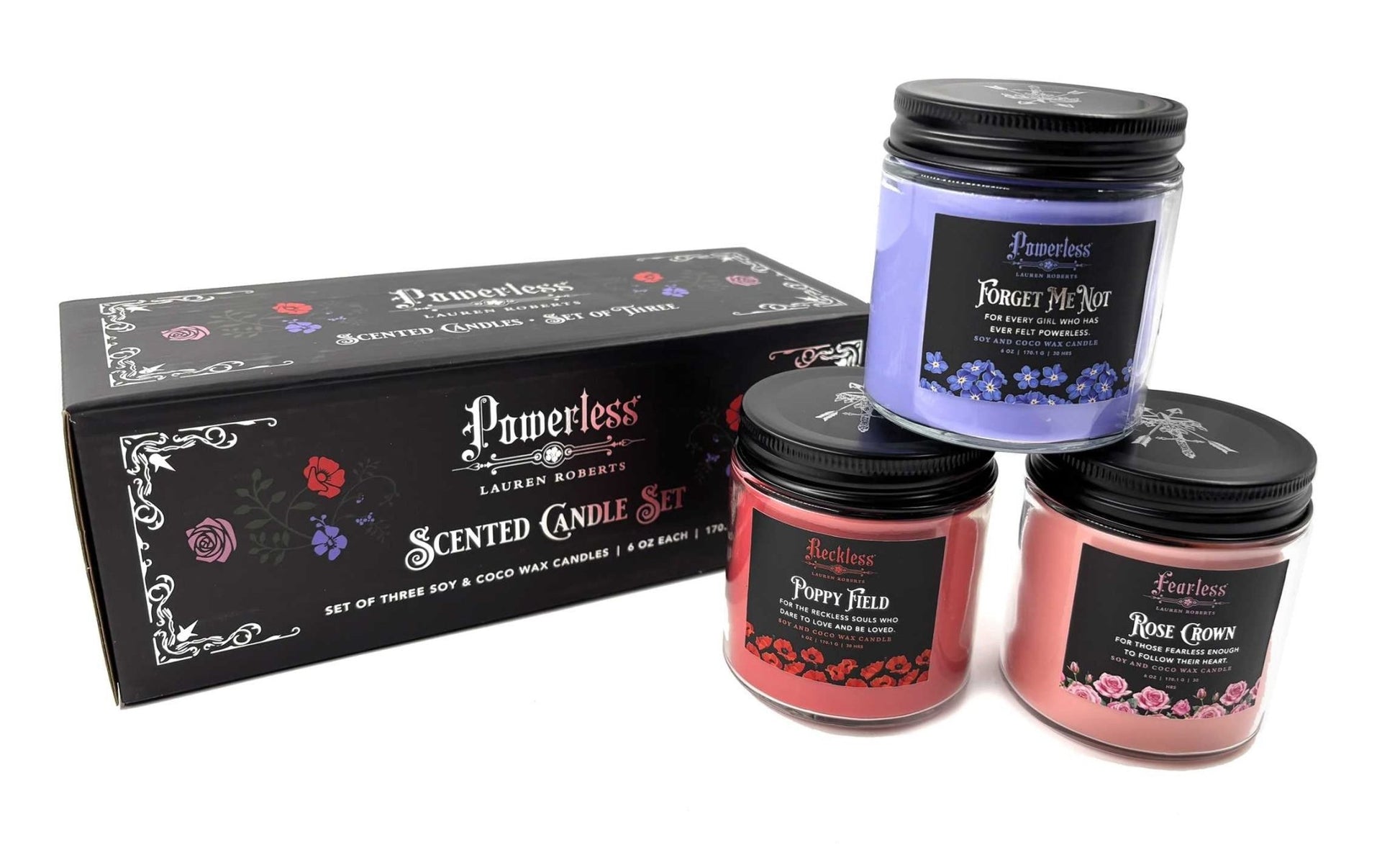 Lauren Roberts: Powerless Trilogy Scented Glass Candle Set (Set of 3) - The Enchanted Spine