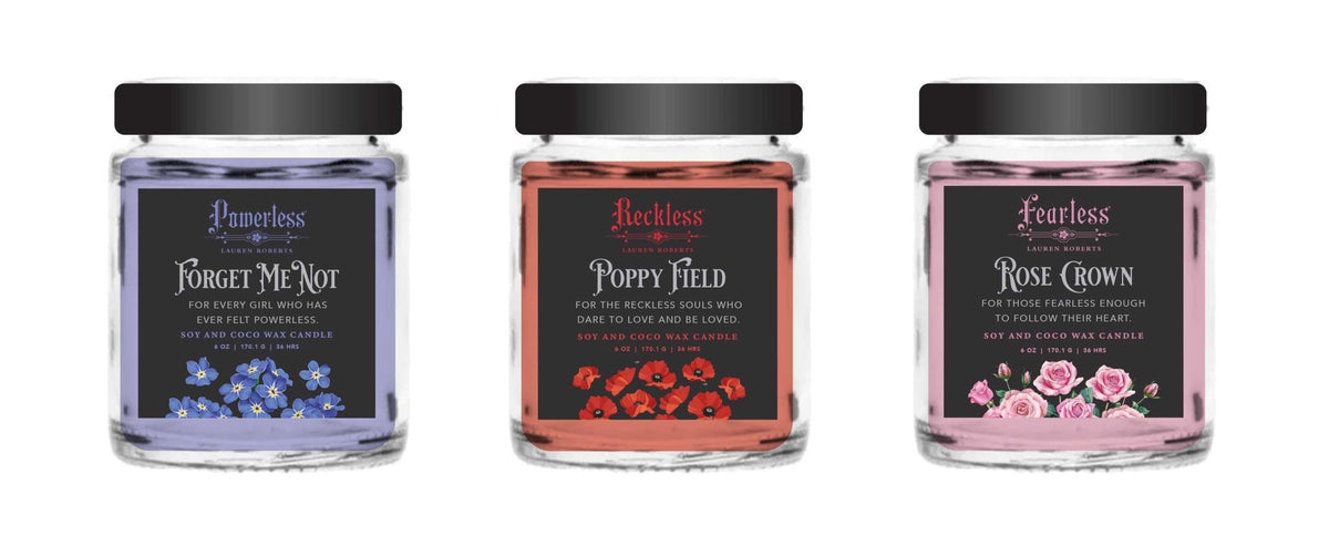 Lauren Roberts: Powerless Trilogy Scented Glass Candle Set (Set of 3) - The Enchanted Spine