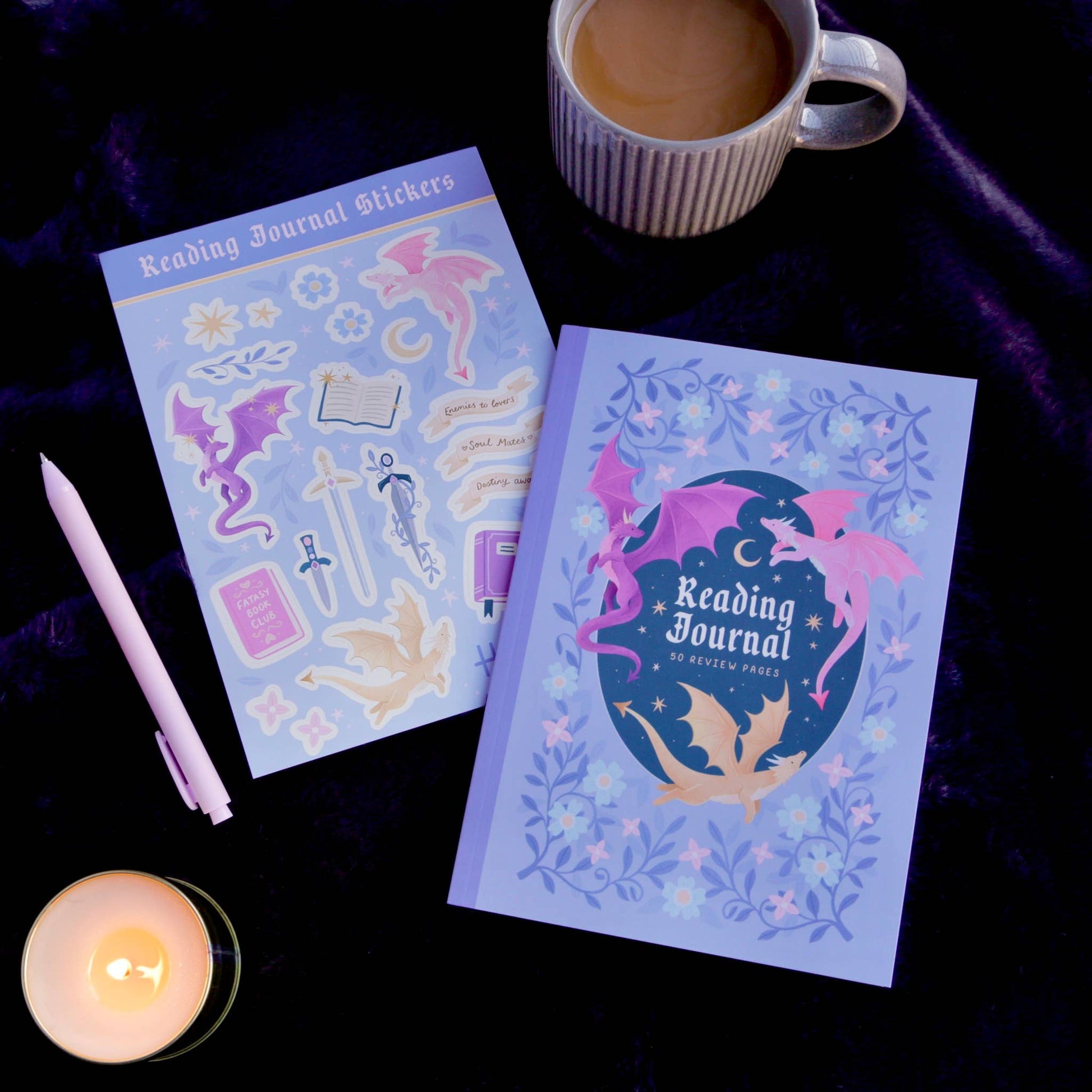 Reading Journal Dragon, Cosy Quest – 50 Book Review Notebook - The Enchanted Spine